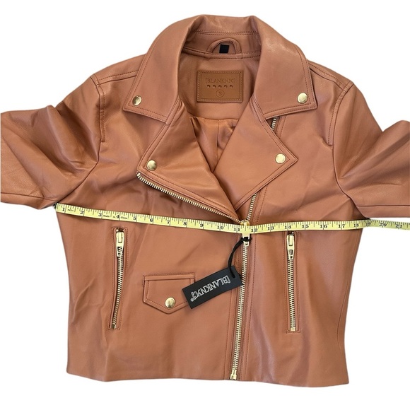 BLANK NYC Moto Jacket Vegan Faux Leather Camel Tan Size Small Thick Skin NWT - Picture 16 of 16